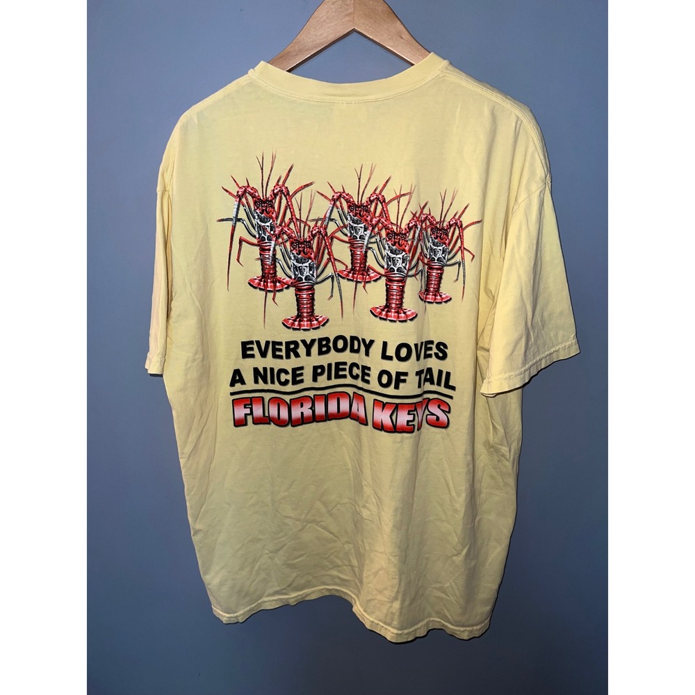 Comfort Colors Florida Keys Lobster Graphic T-Shirt Yellow XL Piece of Tail